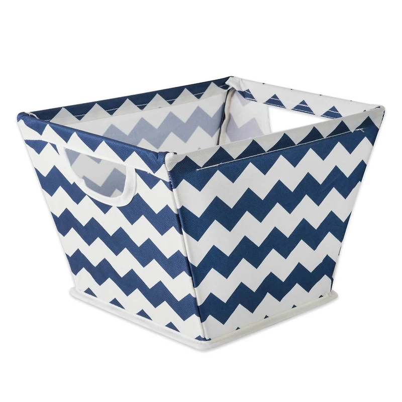 Nautical Blue Polyester Chevron Trapezoid Bin