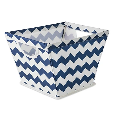 Nautical Blue Polyester Chevron Trapezoid Bin
