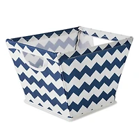 Nautical Blue Polyester Chevron Trapezoid Bin