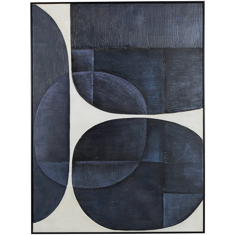 Blue Geometric Abstract Circle Framed Wall Art