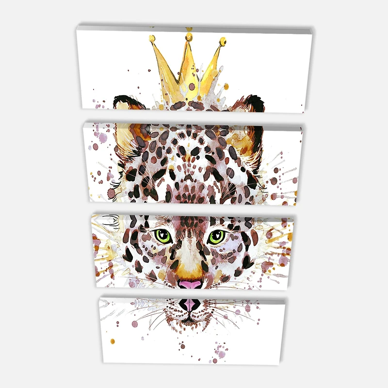 Designart - Leopard Head with Golden Crown