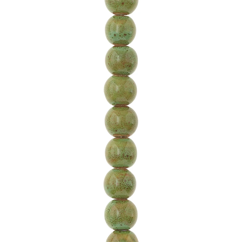 12 Pack: Green Ceramic Round Beads, 12mm by Bead Landing™