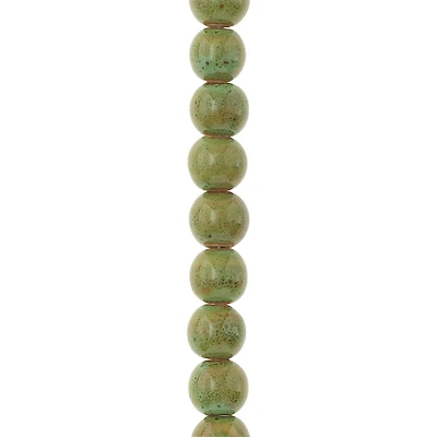 12 Pack: Green Ceramic Round Beads, 12mm by Bead Landing™