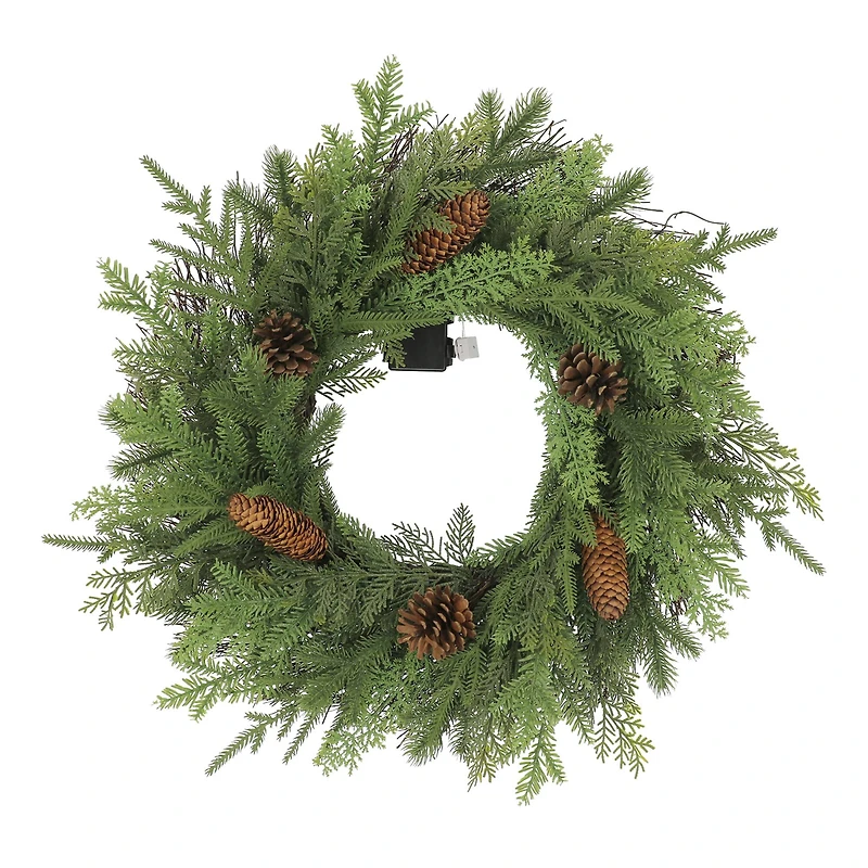 24" Pre-Lit Cypress & Pinecone Wreath by Ashland®