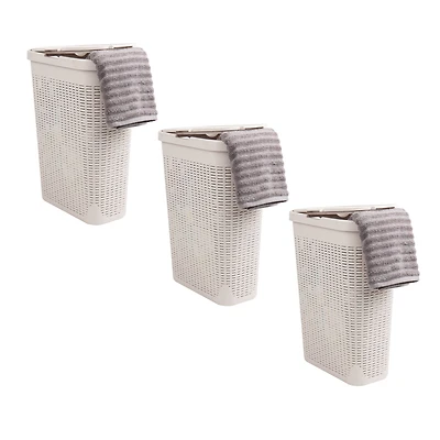 Mind Reader 40L Hamper Laundry Basket with Cutout Handles, 3-Pack
