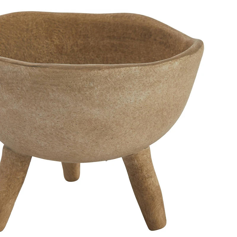 5.5" Large Matte Taupe Terracotta Footed Planter