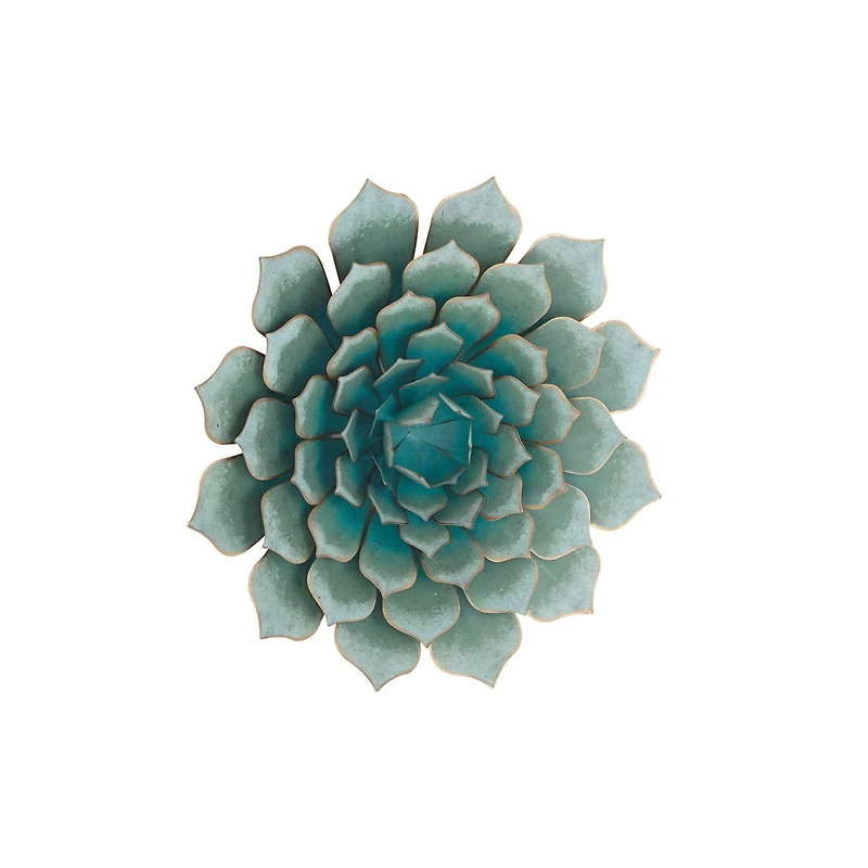 Turquoise Iron Succulent Traditional Wall Décor