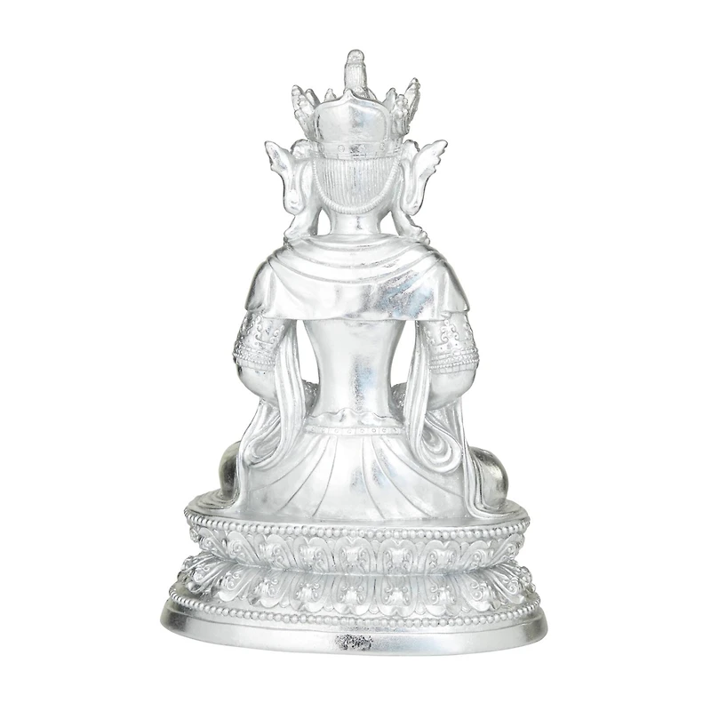 Silver Resin Bohemian Buddha  Sculpture, Set of  21" x 14" x 10"