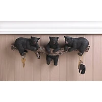 18.5" Black Bear Trio Hooks Wall Plaque