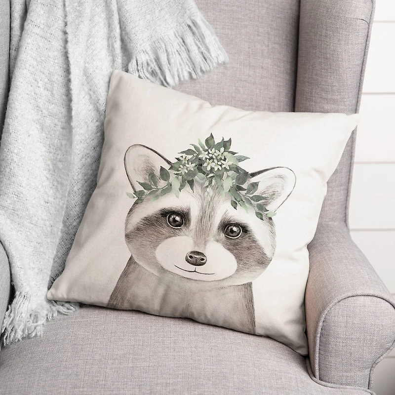 Sweet Raccoon 18" x 18" Throw Pillow