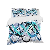 Designart 'Blue and Silver Helix' Modern & Contemporary Bedding Set