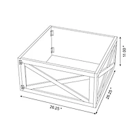 Glitzhome® Silver & Red 26" Corrugated Metal & Wooden Tree Collar