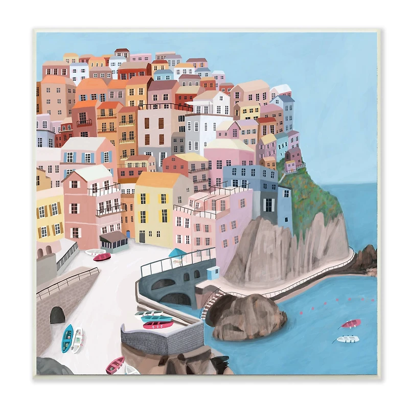 Stupell Industries Cliffside City Skyline Seaside Urban Architecture,12" x 12"