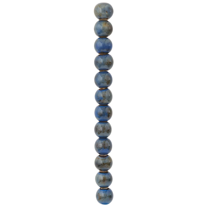 12 Pack: Aqua Ceramic Round Beads, 14mm by Bead Landing™