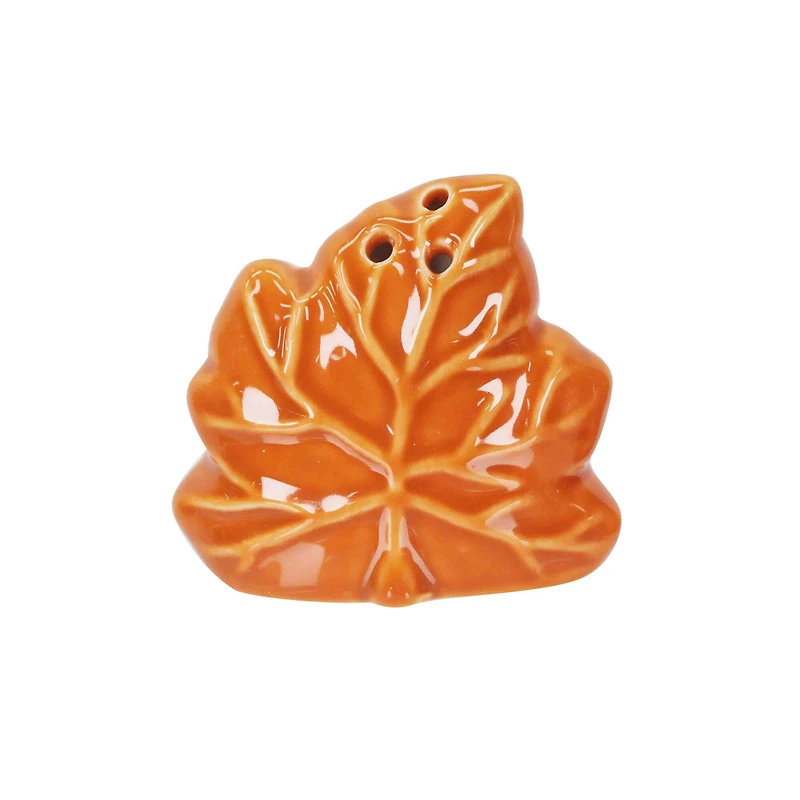 Mini Red & Orange Maple Leaf Ceramic Salt & Pepper Shaker Set by Ashland®