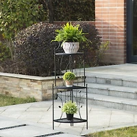 Glitzhome® 3-Tier Black Metal Corner Plant Stand