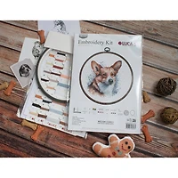 Luca-S Welsh Corgi Counted Cross Stitch Kit with Display Hoop