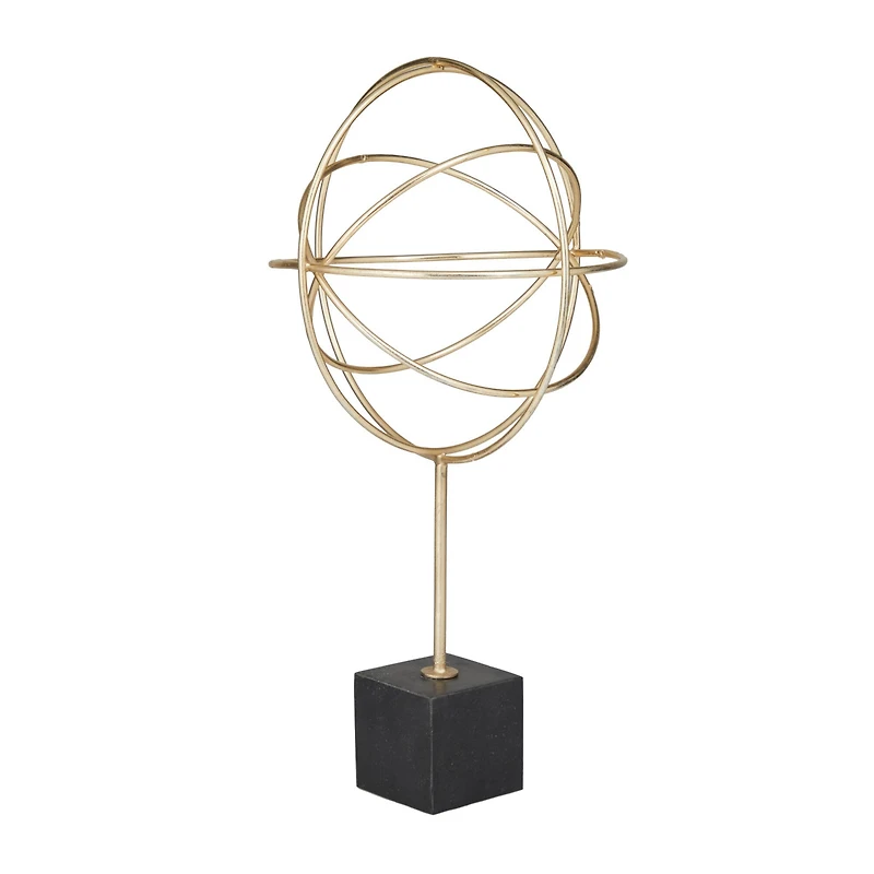 CosmoLiving by Cosmopolitan Gold Marble Contemporary Sculpture, 18" x 9" x 9"