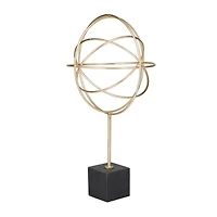 CosmoLiving by Cosmopolitan Gold Marble Contemporary Sculpture, 18" x 9" x 9"