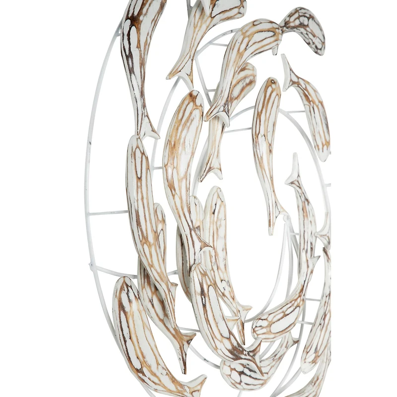 Silver Coastal Fish Wood Wall Decor, 32" x 28"
