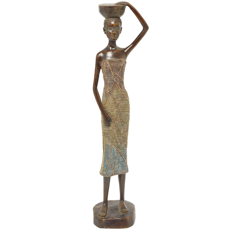 22" Bronze Standing Woman Sculpture