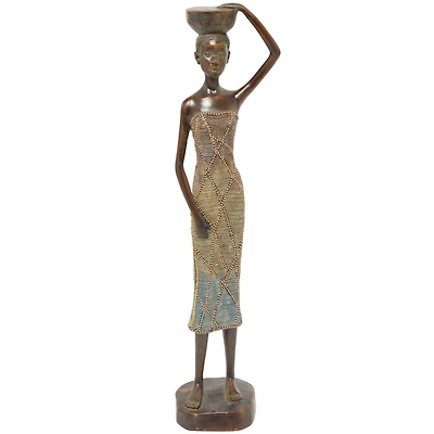 22" Bronze Standing Woman Sculpture