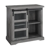 Walker Edison 32" Slate Grey Sliding Glass Door Modern Accent Cabinet 
