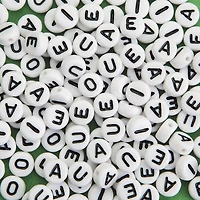 S&S® Worldwide White Plastic Vowel Beads, 6mm