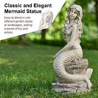 Glitzhome® 20" MGO Mermaid Garden Statue