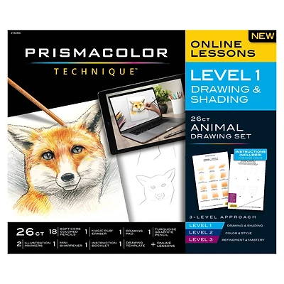Prismacolor® Technique™ Level 1 Drawing & Shading 26-Piece Animal Drawing Set
