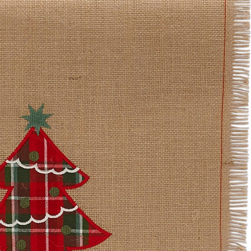 DII® 72" Embroidered Tree Burlap Table Runner