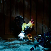 Glitzhome® 13.75" Solar Powered Vibrant Rooster Garden Statue
