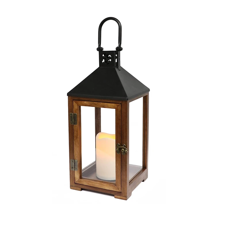 6 Pack: 14.5" Wood & Metal Lantern with LED Candle