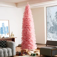 9ft. Unlit Pink Pencil Tinsel Artificial Christmas Tree