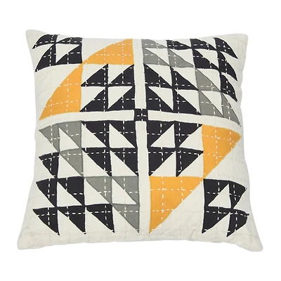 Hello Honey® Multicolor Cotton Patchwork Pillow with Kantha Stitch