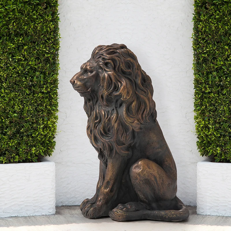Glitzhome® 20.5" Guardian Sitting Lion Statue Set