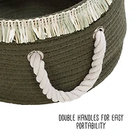 Honey Can Do Olive Nesting Cotton Rope Baskets with Fringe Set