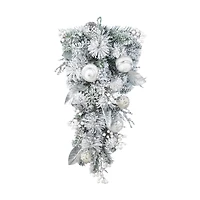 Glitzhome® 30"H Christmas Silver & White Ornament and Berry Teardrop