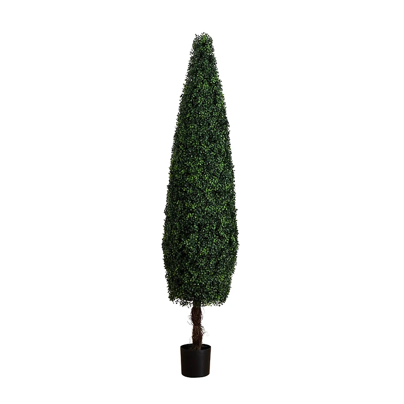 7ft. UV-Resistant Potted Boxwood Topiary Cone Tree