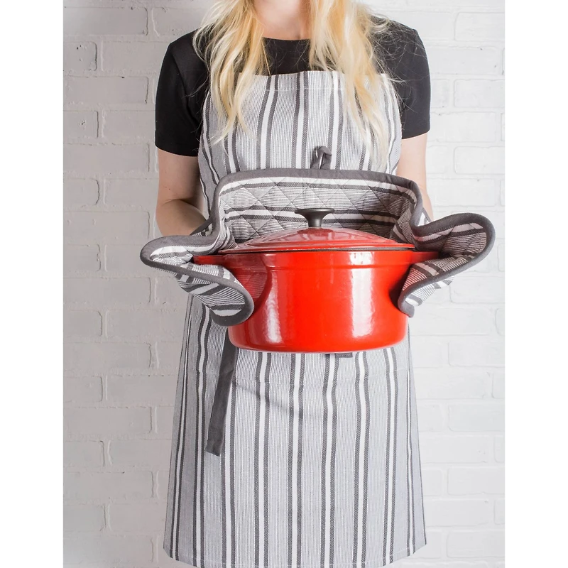 DII® Mineral Gray Stripe Double Oven Mitt