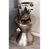 18" Silver Iron Hourglass Accent Table