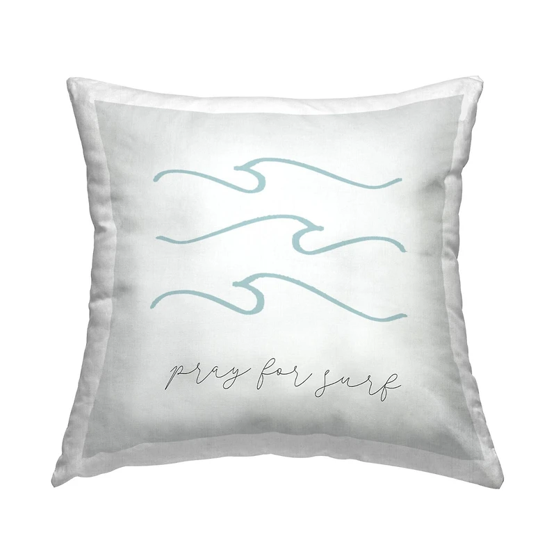Stupell Industries Pray for Surf Nautical Beach Phrase Tranquil Waves Throw Pillow 18" x 18"