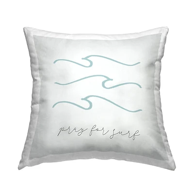 Stupell Industries Pray for Surf Nautical Beach Phrase Tranquil Waves Throw Pillow 18" x 18"