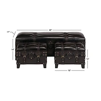 Dark Brown Cedar Traditional Storage Bench Set