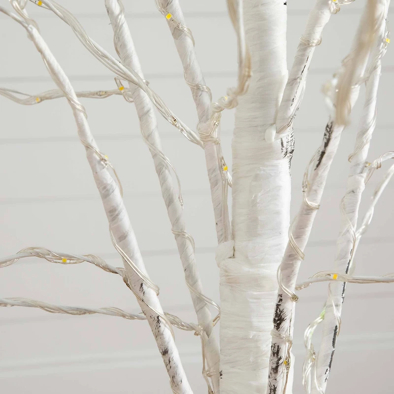 5ft. Pre-Lit White Birch Artificial Christmas Tree, Warm White LED Lights