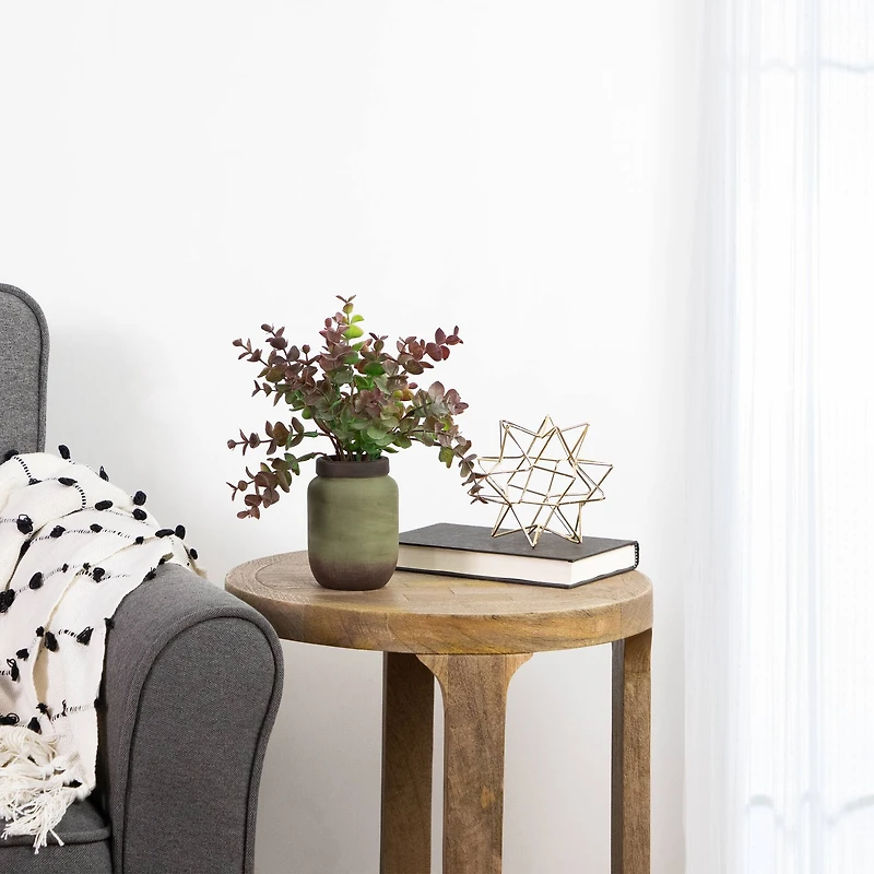 10" Real Touch™ Two-Toned Spring Eucalyptus Leaves in Ceramic Pot