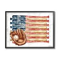 Stupell Industries American Baseball Flag Children's Sports Mitt Framed Wall Art