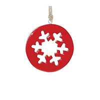Red Wood Snowflake Cut-Out Ornaments Set