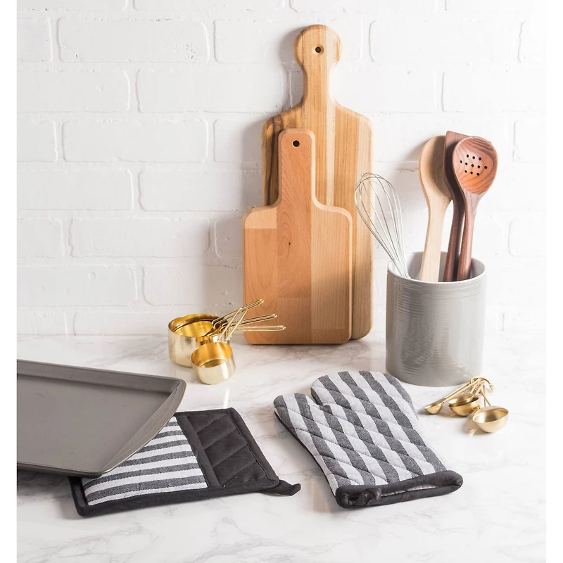 DII® Black & White Stripe Oven Mitt Set, 2ct.