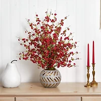 2.5ft. Cherry Blossom Arrangement in Gold Trimmed Stoneware Vase